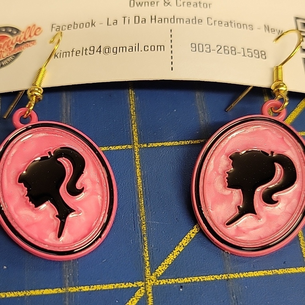 Barbie Pink Silhouette Dangle Earrings